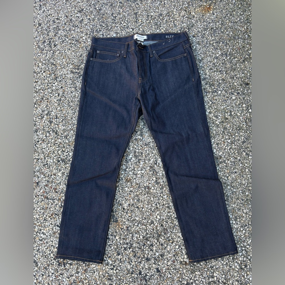 Madewell | Slim | Jeans | Mens | W36 L30 Raw Indigo Denim Dark Wash Button Fly